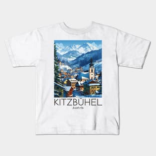 A Vintage Travel Illustration of Kitzbühel - Austria Kids T-Shirt